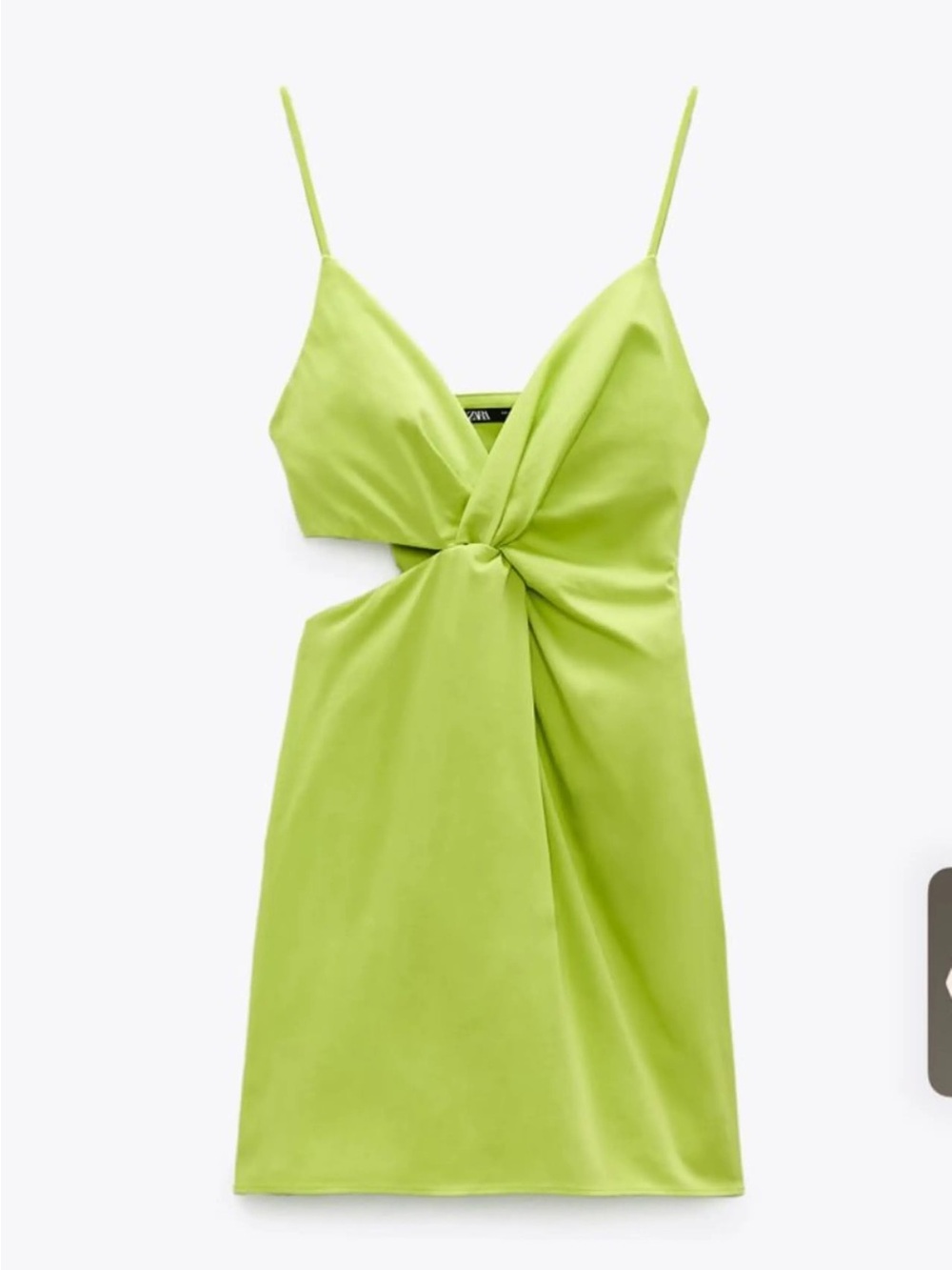 Zara Lime Green Twist-Front Mini Dress